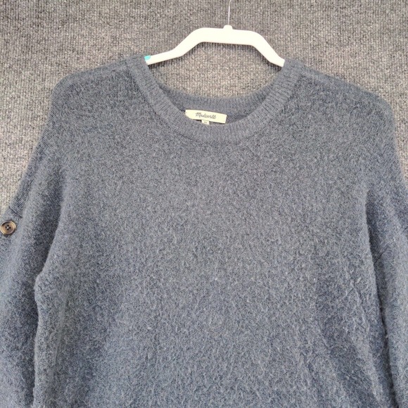 Madewell Women's Button-Sleeve Pullover Knit Sweater Blue XS Merino Wool Blend - Picture 3 of 12